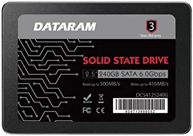 DATARAM 2.5" SSD, 6.0 Gbps SATAIII Solid State Drive High Speed Read & Write (240GB)