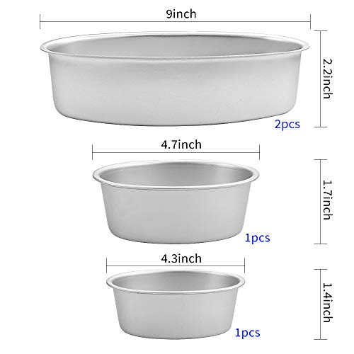 Amersumer 4 Pcs Non-Stick Aluminum Cheesecake Pan Oval, Cake Pan Mold for Oven, Meatloaf Bread Mold Pan Set for Home, Bakery and Kitchen, Perfect for Japanese Cheesecake (3 in x 1, 4 in x 1, 8 in x 2)