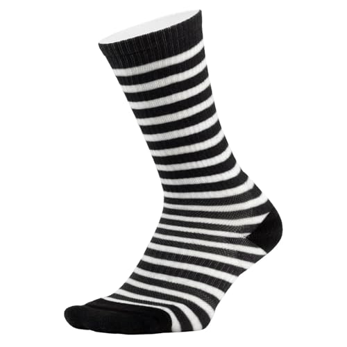 DEFEET All Day Crew Socks | Merino Wool Blend | Stay Dry Comfort | Seamless Toe Design | Black Stripe | Large