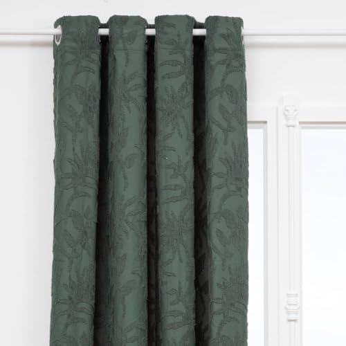 Atmosphera - Rideau Jacquard Willow 135 x 260 cm, Motif Végétal, Finition à Œillets - pour Salon, Chambre