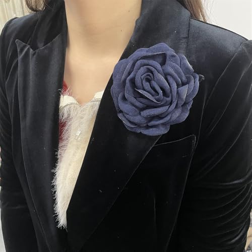 Image of Dainty Fabric Peony Flower Brooches Pin Delicate Camellia Flower Brooch Classic for Women Wedding Party Dance Banquet Elegant Lapel Pins Dress Suit Ceremony Clothes Accessories Jewelry Gifts 100mm