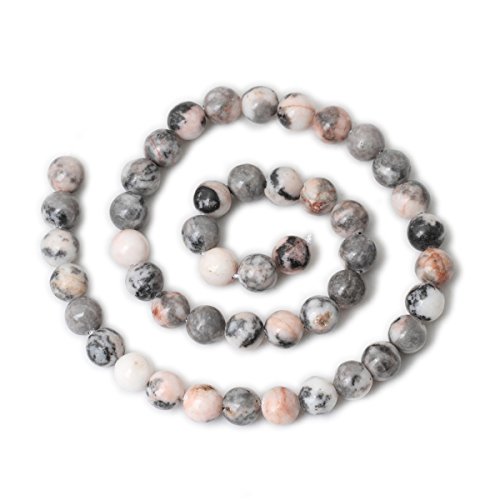 CHEAVIAN 45PCS 8mm Natural Pink Zebra Jasper Round Loose Beads for Jewelry Making DIY Handmade 1 Strand 15"
