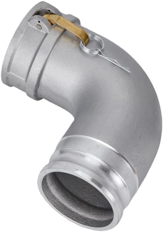 Aluminum Type DA Camlock Fitting, 90 Degree Elbow, 4" Female Camlock x 4" Male Camlock