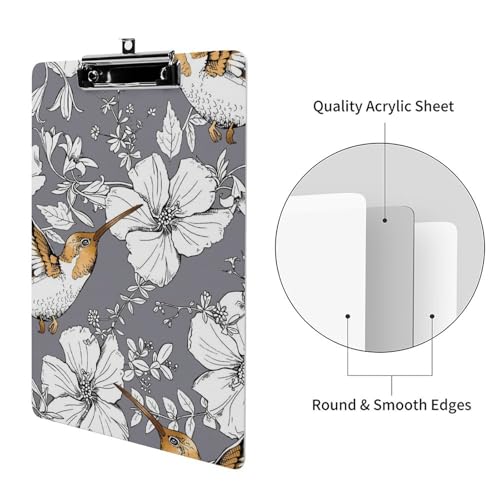 Pince A4 clipboard oiseau blanc gris avec support ultra rigide pour documents - 3
