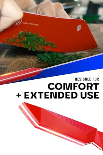 Dalstrong Chef & Cleaver Hybrid Knife - 8 inch - 'The Crixus' - Shadow Black Series - Marauder Red Edition - Red Non-Stick Coating - High Carbon - 7CR17MOV-X Vacuum Treated Steel - Sheath Included