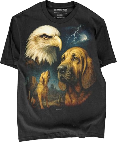 BABATEES Bloodhound Moonlit Artwork Premium Black Tshirt - 100% Cotton - for Men & Women