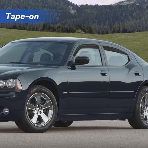 Image of Window Visors Rain Guards for 2006 2007 2008 2009 2010 Dodge Charger, Out-Channel Window Vent Wind Deflectors Visors Shades for 06-10 Charger