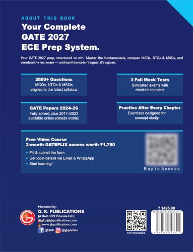 Image of GATE 2027 Electronics & Communication Engineering | Complete Study Guide | 2800+ MCQs, NTQs & MSQs | Theory, Practice & Exam Strategy | By GKP