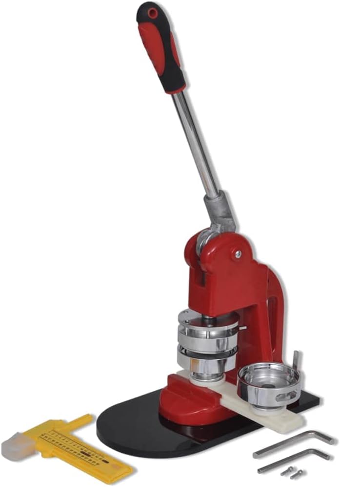 vidaXL Badge Maker Machine with 25mm Mold and Circle Cutter Button Press Tool