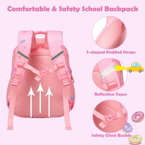 Kimwadalh Unicorn Backpack for Girls, 3 in 1 Pink Backpack with Lunch Bag Pencil Case for School, Large Capacity Girls Schoolbag with Reflective Straps for Elementary — view 5