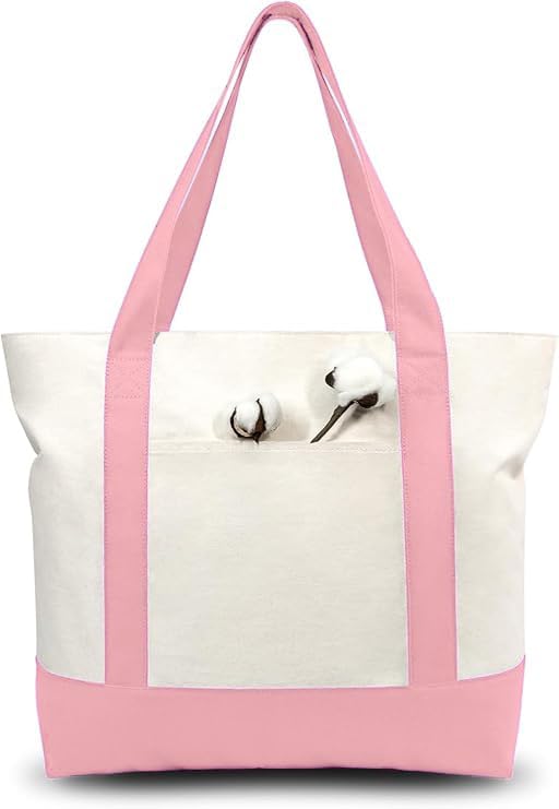 Image of 19x15 Inch Large Canvas Tote Bag | 100% Organic Reusable 330 GSM Cotton Handbag With Zipper Closure and Front Pocket for Shopping, Daily Use, Travel, Grocery, Gifting, Office and Storage