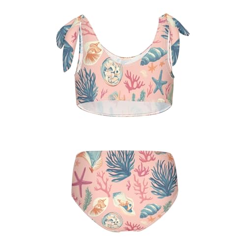 KLL Sea Ocean Animals Corals Seaweeds Shells Sand Girls' Two Piece Bikini Sets Quick-Dry Beach Swimsuit Bathing Suit2