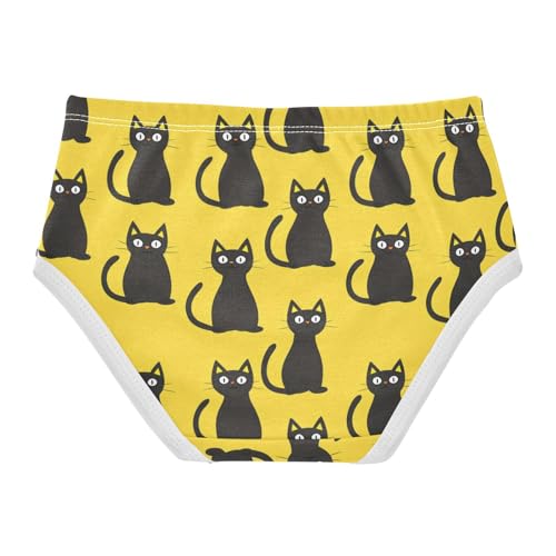 ZZKKO Black Cats Cartoon Yellow Girls Underwear Toddler Panties for Girls Comfort Brief Size 2-8T2