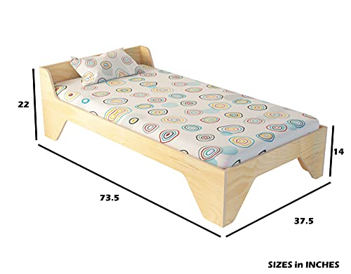 Image of Lycka Classic Single Bed | Full Length for Kids and Adults in Natural Finish | Birch Plywood