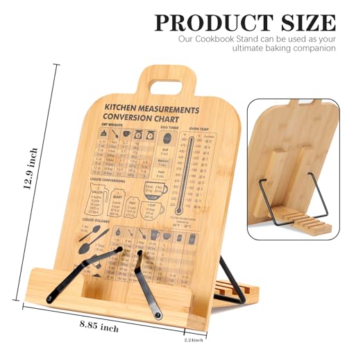 Cookbook Stand for Kitchen Counter,with Kitchen Conversion Chart Recipe Book Holder Bamboo Cookbook Holder Easily Keeps Cook or Recipe Books Open for Convenient Cooking by BShasrlim - Image 5