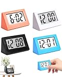 FunnAura 4 Pcs Digital Travel Alarm Clock, Portable Silent Mini Lcd Clocks Battery Operated for Shelf Table Desk