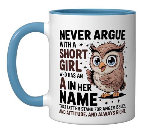 Taza de cerámica con diseño de búho azul y blanco miniatura 1