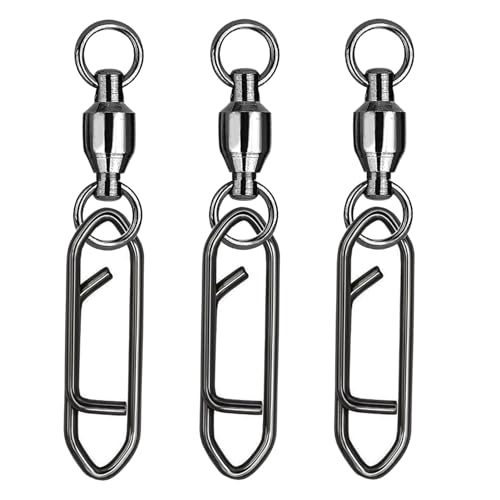 Atibin Snap Connector Fishing Swivels Stainless Bearing Ball Snap Swivels Steel Quick Change Fishing Clips Swivel Black Nickel, 25pcs, 44lbs