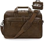 Sac pour ordinateur portable pour hommes 16 Inch Vintage sac en cuir Messenger Portable mallette Grande épaule de corps de bureau ordinateur sac attaché Case Retro College Sac Satchel pour le travail Voyages d'affaires, Brown