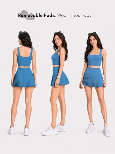 Image of Sunzel Square Neck Longline Sports Bra, Built-in Bra Crop Tank Top
