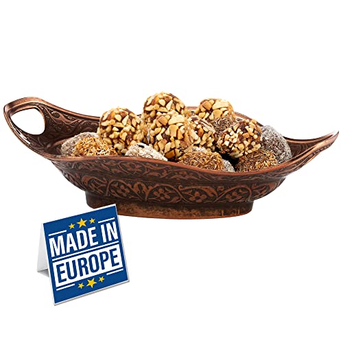 Crystalia Decorative Candy Bowl, Ellipse Turkish Delight Container, Antique Ottoman Design Oval Date Serving Dish, Food Grade Metallic Mini Sugar Holder For Ideal Gift, Home And Kitchen (Copper) #TOP25