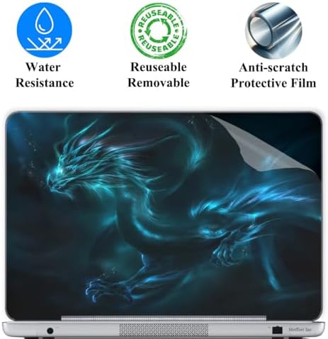 17 17.3 Inch Laptop Skin Sticker Cover Premium Sticker Cover Art Decal Decorative (Included 2 Wrist Pad Skins) - Blue Dragon - 1