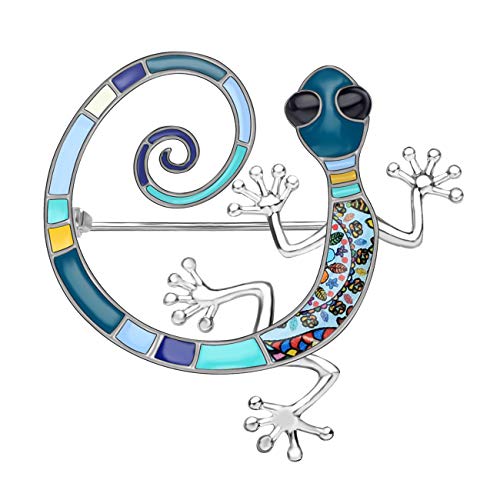 DUOWEI Broche delicado de aleación de zinc con gecko esmaltado, lindo animal, pin de solapa, decoración de pañuelo para mujeres, niñas, regalos, Small, Metal, Arenisca