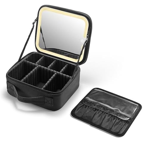 OWBIA Makeup Bag with LED Mirror Cover