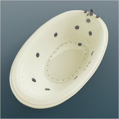 Martinique 44 x 78 x 23 Oval Air and Whirlpool Jetted Bathtub Color/Trim/Tile Flange/Front Skirt/Drain/Pump: Biscuit/Polished Brass/No/No/Left/Right