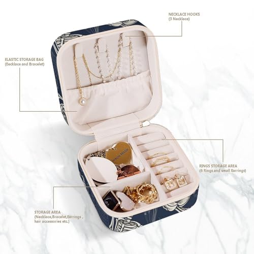 Boîte à bijoux de voyage rigide avec fermeture éclair de sécurité