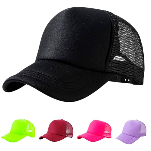 Gorra de Camionero de Espuma para Hombre y Mujer, 5 Paneles, Ajustable, Corona Alta con Malla, Unisex, Ideal para Verano, Deportes y Actividades al Aire Libre (FR/ES, Números, 56, 60, Negro)