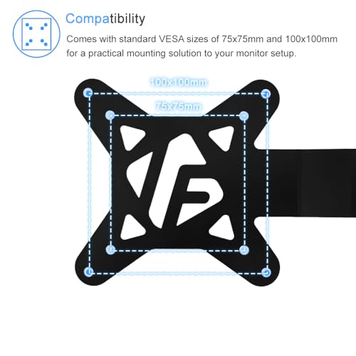 Image of IFCASE Universal Back of Monitor, Monitor Arm Extension Metal VESA Mount Adapter Extender Plate for Mini PC CPU Computer Compatible with Intel NUC (Black) 2 Pack