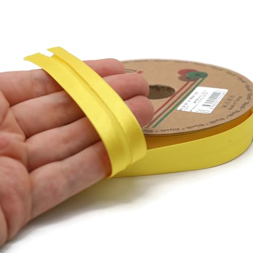 Image of Fold Satin Bias Tape - 99+ Colors - 3 /4 Inches Wide - 27 Yards - Fold Satin Binding Bias Ribbon Fabric Piping Bias Binding Tape for Sewing Clothing DIY (25. Yellow) BYS25