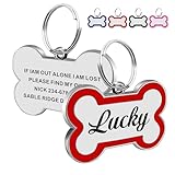 Dog Tags Personalized for Pets Dog Name Tags Personalized Dogs Tag Engraved Custom Dogs Tags for Pets Custom Dog ID Tags for Puppy Cat (Red, L)