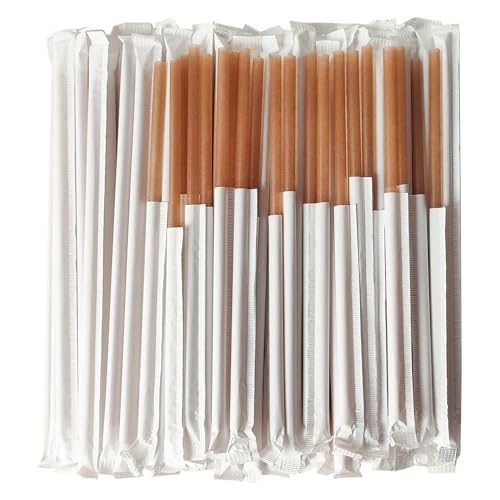 SHAUMN Wrapped Biodegradable Sugarcane Straws 8 Inch Compostable Smoothie Straws 150 pcs Eco-Friendly Disposable Drinking Straws Plasticless for Home Restaurant Beach Parties Not Foggy, XMBSS8317