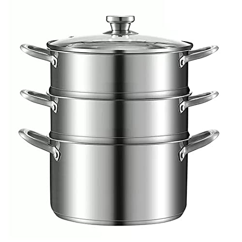 Sartén/olla De Vapor, Vaporera Gruesa De Acero Inoxidable 304 For El Hogar De 3 Capas (22-28cm), For Estufa De Gas/cocina De Inducción(28cm)
