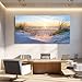 Canvas Wall Art For Living Room Super Large Size Wall Decor For Office Canvas Art Framed Pictures Artwork Blue Sun Beach Grass Ocean Landscape Paintings Bedroom Decor Seascape Draw Home Decorations