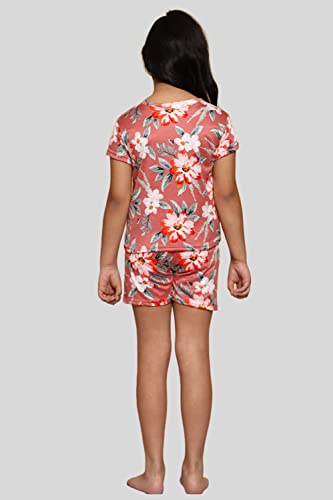 Image of FNOCKS Girls Printed Night Suit, Top & Bottom Set Half Sleeve. Girls Night Wear | Lounge Wear (100% Pure Cotton Hosiery Material)