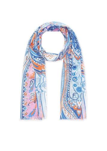 CODELLO PRINTED SCARF COTTON PAISLEY blau-5-50X180CM