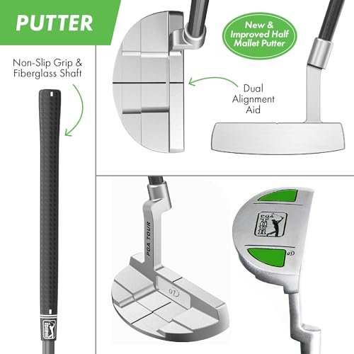 Image of PGA Tour Youth Golf Club Set - Ages 3-5 (3'6 inch-4'1 inch) and 5-8 (4'1 inch - 4'8 inch) Right and Left Handed Beginner Junior Golf Clubs with Lightweight Golf Bag, Mallet Putter, Driver by Golfgen