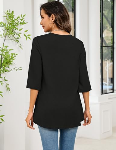 Totatuit Womens 3/4 Sleeve Lightweight Cardigan Open Front Kimono Summer Ruffle Loose Cardigans4