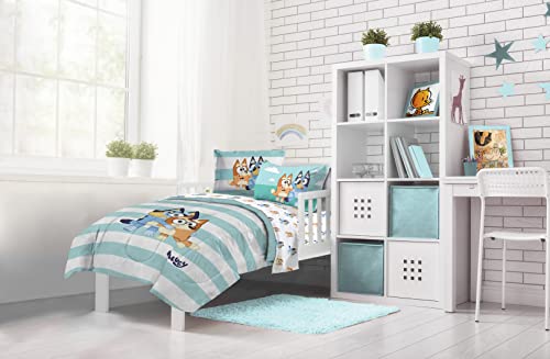 Image of Jay Franco Bluey & Bingo 4 Piece Toddler Bedding Set, Kids Comforter Set