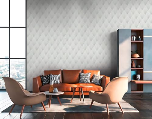 Papier peint géométrique pour masquer les défauts du mur blanc gris - 8