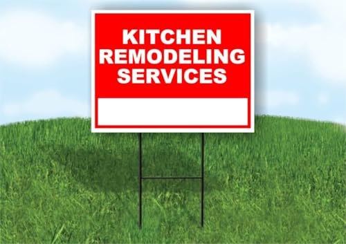 Kitchen Remodeling Sign Red 18x24 Single-Sided with Stand
