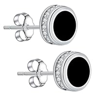 Micory Orecchini Nero Donna Argento 925 Orecchini Anallergici - Gioiello Elegante Regalo Perfetto per Doni Speciali