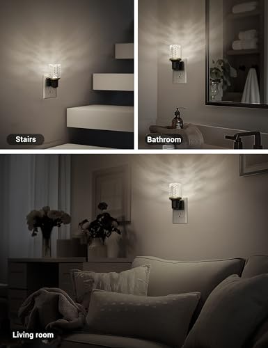 Image of JandCase LED Night Light, Dimmable Night Lights Plug into Wall, Modern Nightlight with Auto On Off Light Sensor, 5000K Daylight White Night Light 0-100LM Brightness for Bathroom Hallway Bedroom Decor