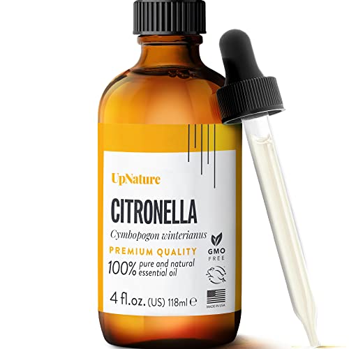 UpNature Citronella Essential Oil - 100% Natural & Pure , Undiluted, Premium Quality Aromatherapy Oil- Keeps Insects and Mosquitos Away Naturally - Treat Fevers & Headaches, 4oz