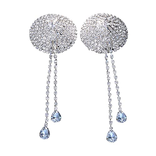 Rhinestone Tassel Nipple Pasties Body Chain Rhinestone Nipple Cover Sticker Crystal Chest Nipple Stickers for Women4