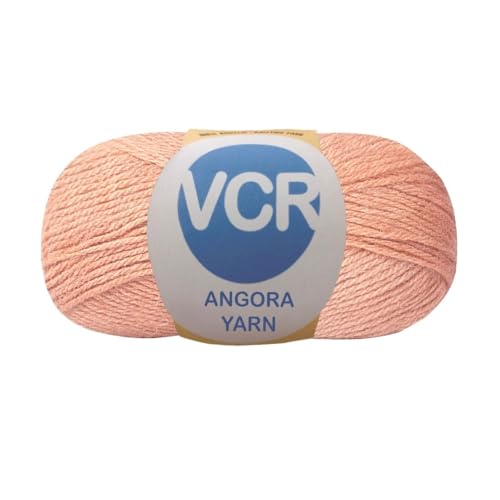 Image of VCR Coral Blush Angora Knitting Yarn, Pack of 1, 100 Grams Hank, 256 Meters Length, 80% Flurry - 20% Acrylic Polyamide Soft Ball for Crochet and Knitting, Suitable for Baby Blankets, Cushion Covers