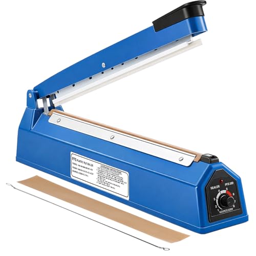 CROWNSHOP 300MM 12" Impulse Heat Sealer Portable Manual Food Film Sealing Machine Pressure Sealing Machine for Plastic Bag